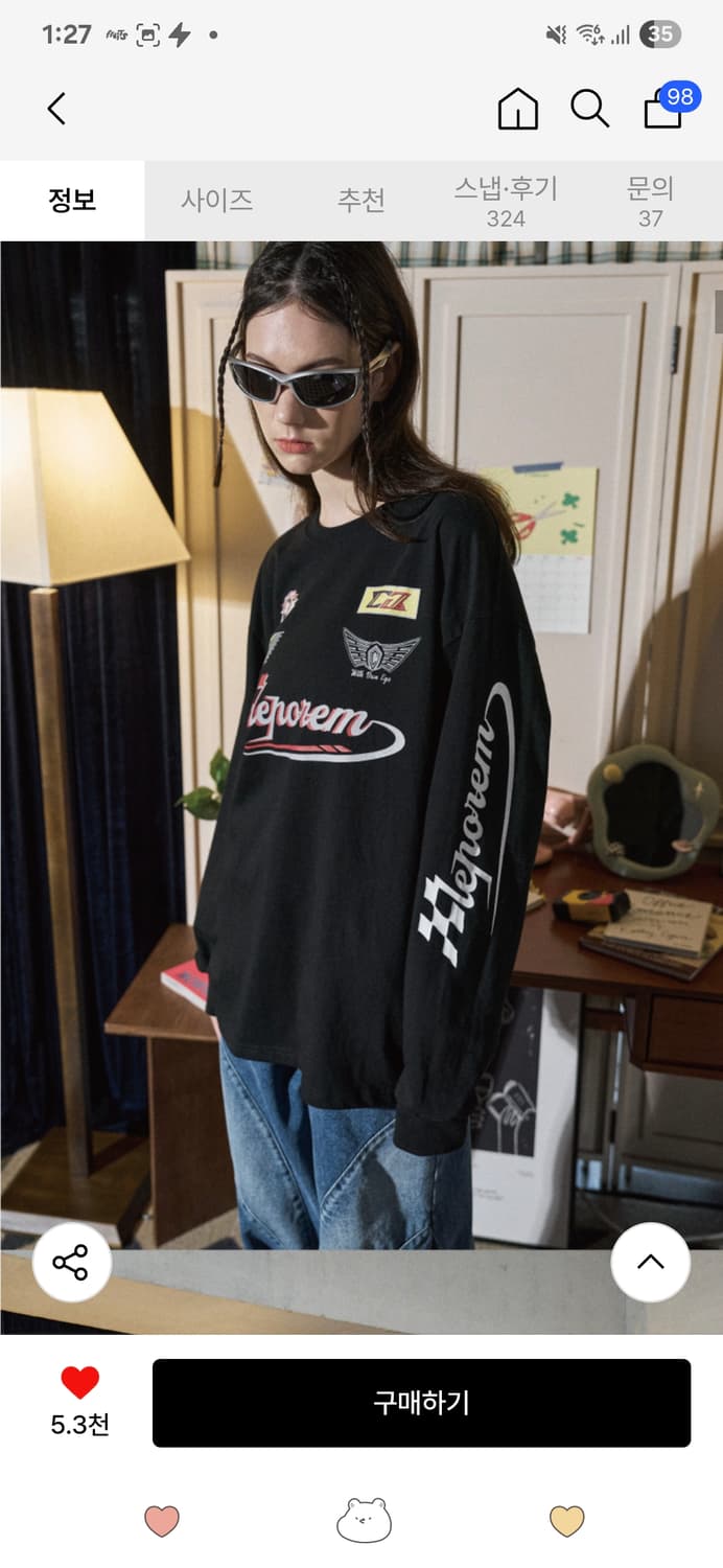 꼼파뇨 레이싱 레포렘 롱슬리브 블랙 티 상품이미지2