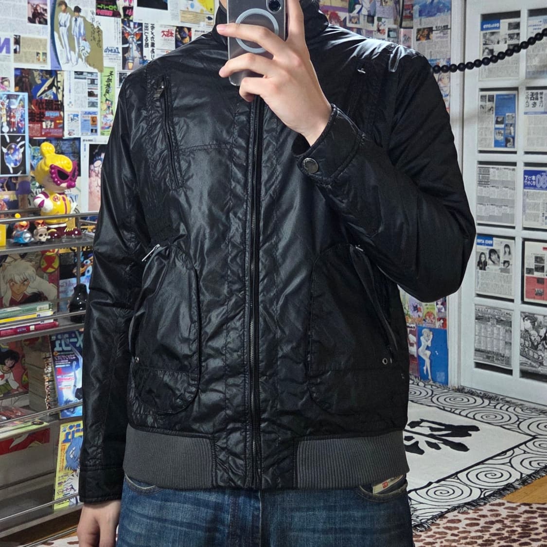 빈티지 락시크 펑크 블랙 누빔 점퍼 상품이미지1