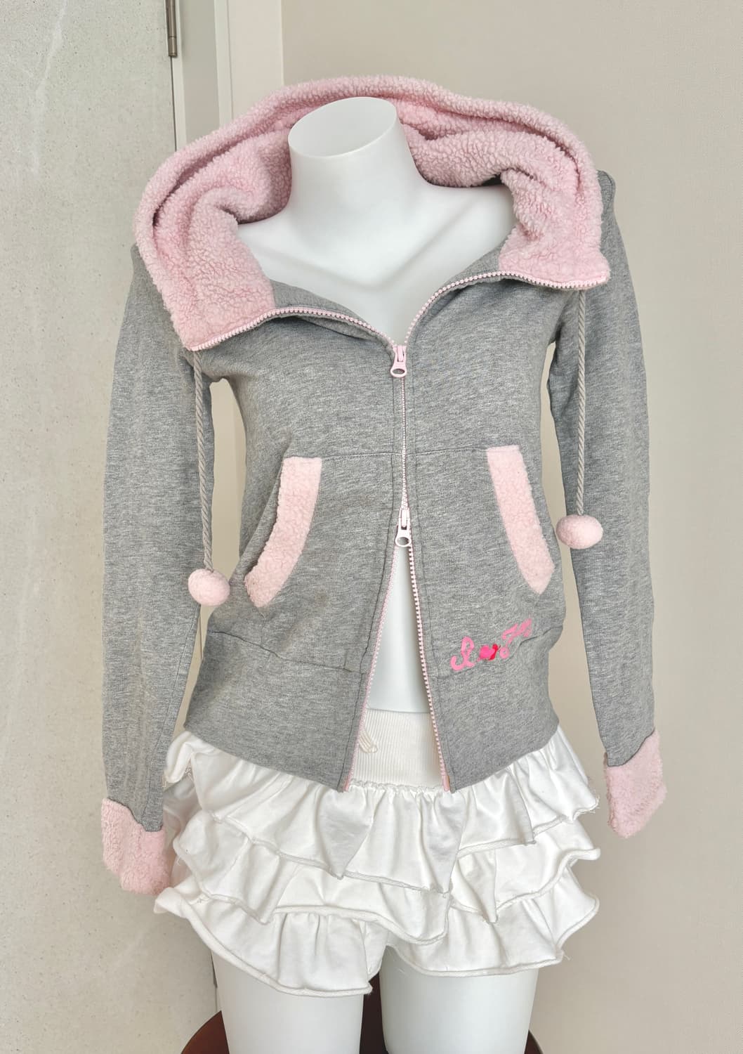 회핑 미니폼폼이 투웨이 뽀글이 퍼 후드집업 히메갸루 조지후쿠 상품이미지6