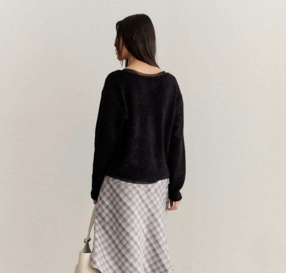 유제 yuje 플러피 실크 니트 블랙 S 상품이미지3