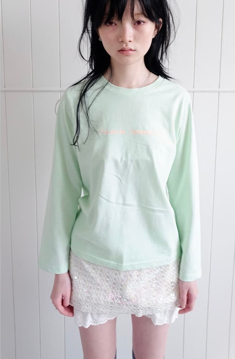 [F.E.E.S] 샵페어리 베이직 로고 티셔츠 멜론+초콜릿 상품이미지1