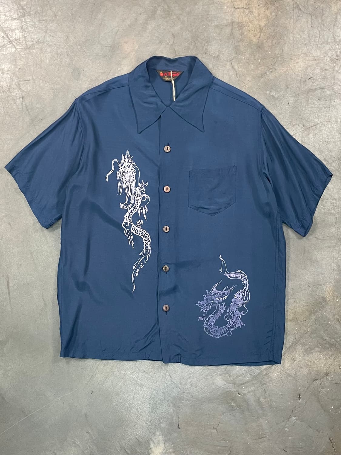 Vtg 오리엔탈 레이온 반팔 셔츠 상품이미지1