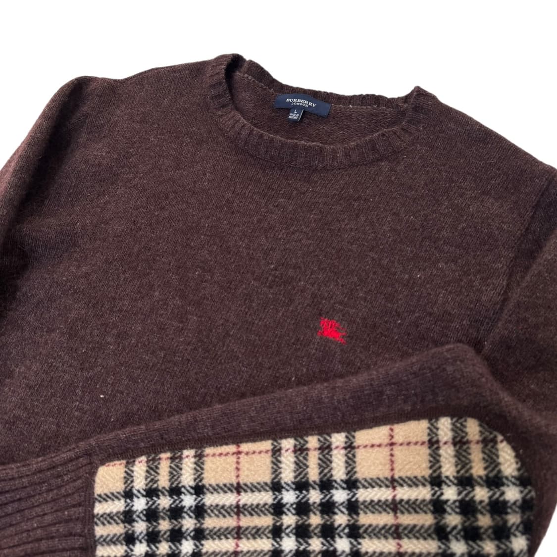 정품 버버리 노바체크 암패치 브라운 니트 상품이미지2