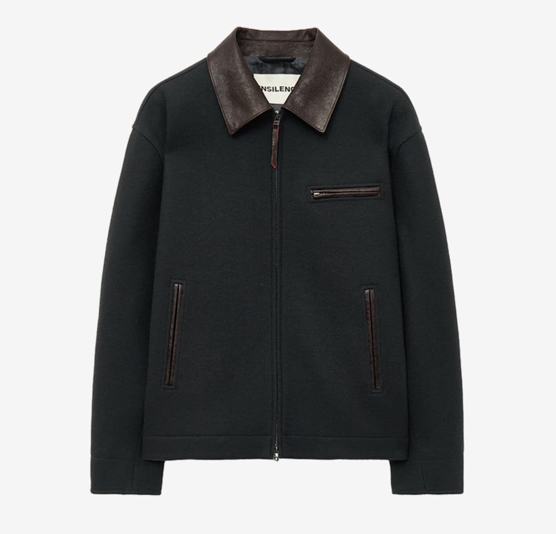 인사일런스 레더 패치 울 워크 자켓 INK GREY L사이즈 상품이미지1