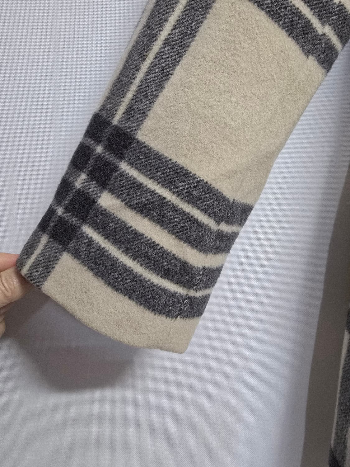 시스템 체크 패턴 모직 코트 상품이미지3