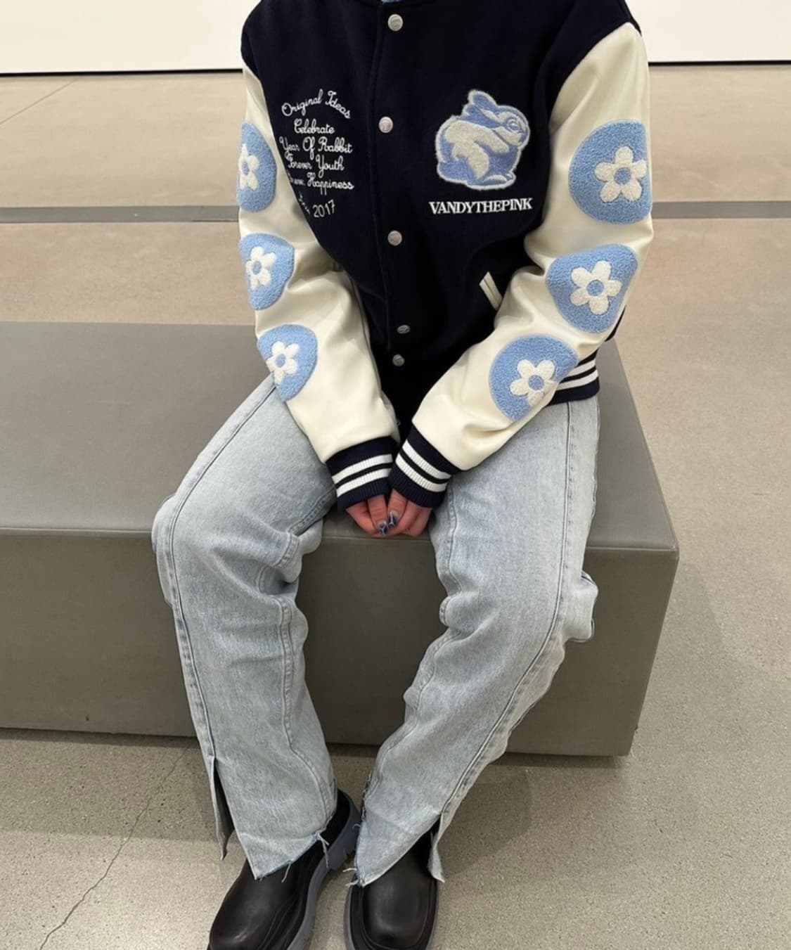 더반디핑크 래빗 바시티 자켓 점퍼 네이비 상품이미지3