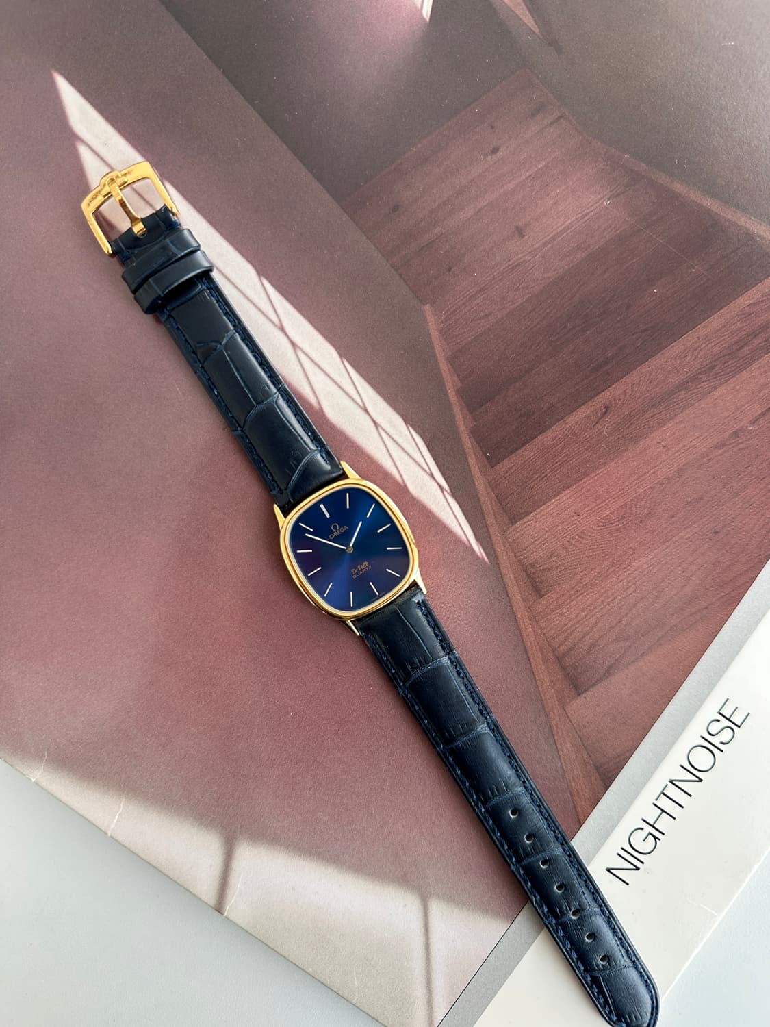 정품 오메가 엘립스 드빌 쿼츠 청판 금장 빈티지 시계 상품이미지4