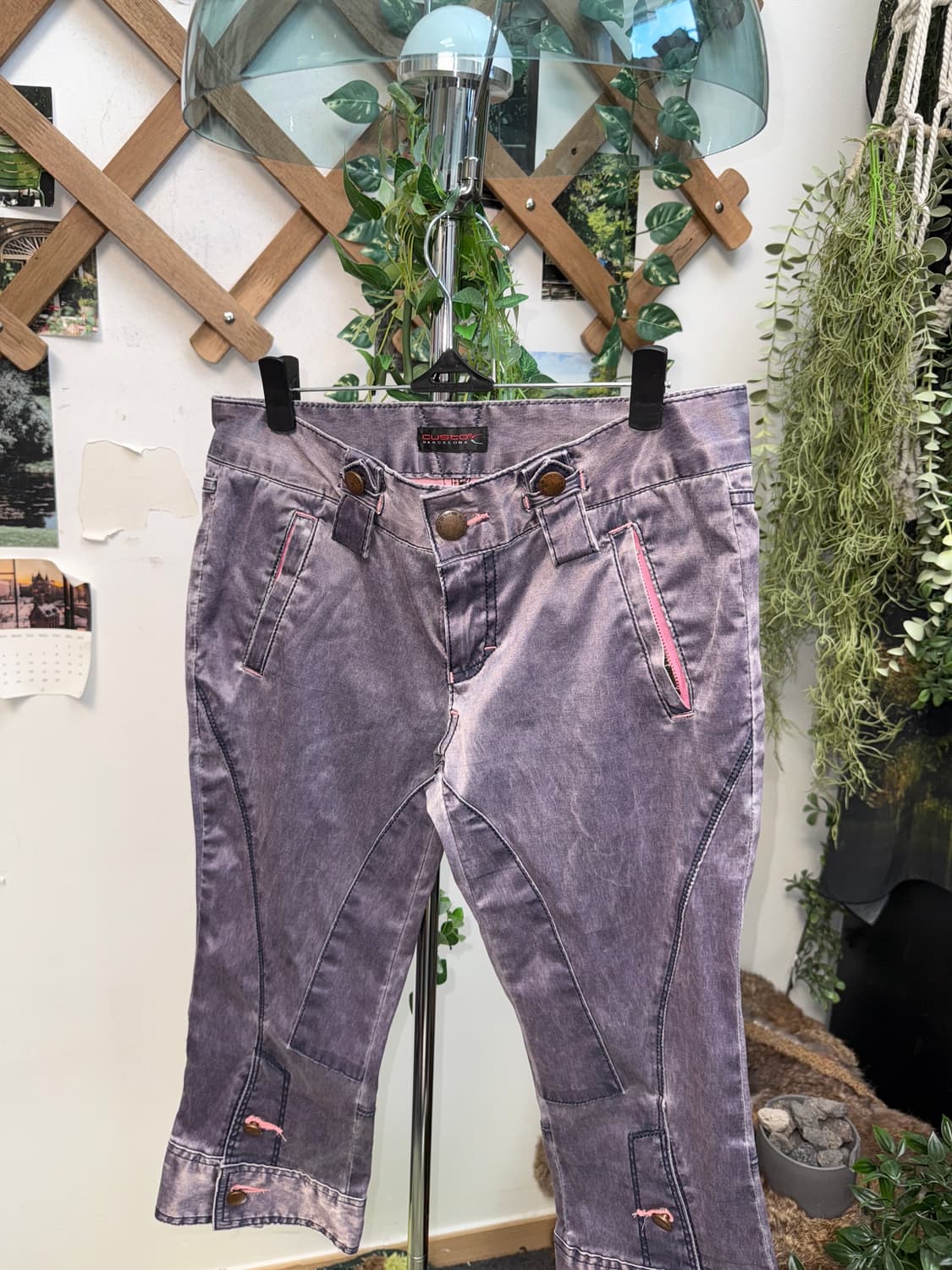 Purple pink satin bootscut 7length pants 상품이미지2