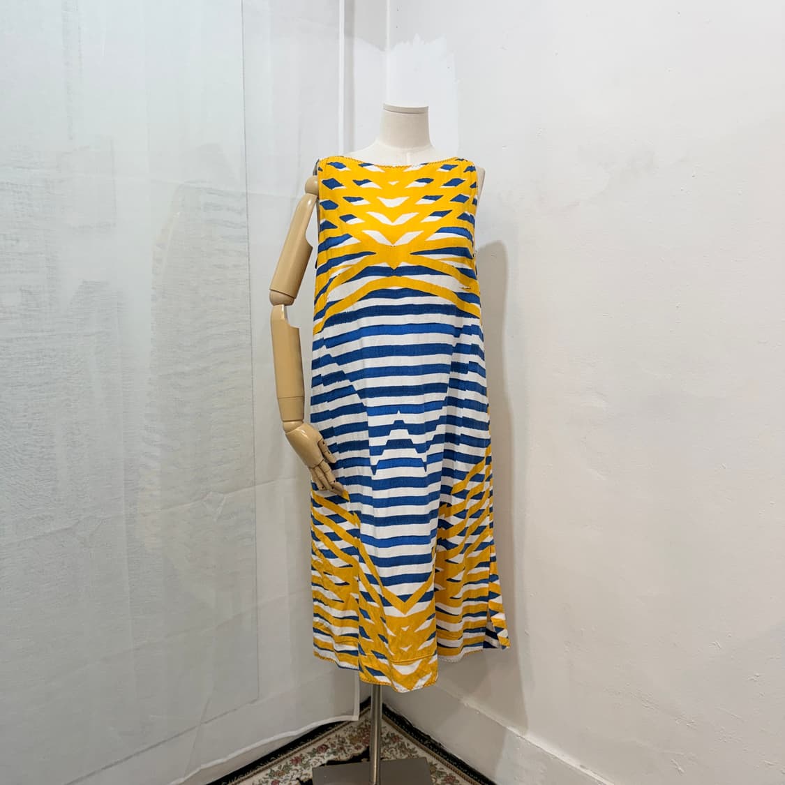 린넨 리넨 나시롱원피스 프린트 기하학 롱드레스 4456 상품이미지1