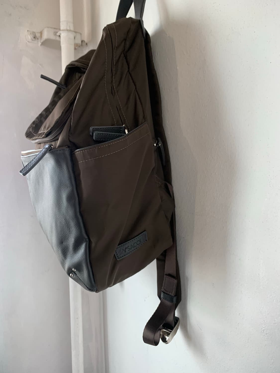 yohji yamamoto y’saccs 나일론 레더 백팩 브라운 상품이미지3