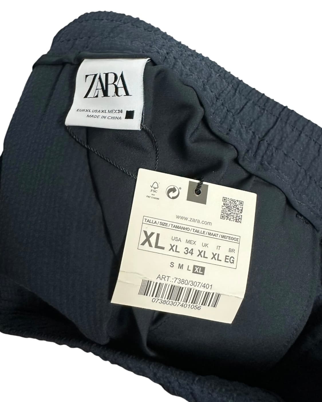 *새상품 자라(ZARA) 크롭핏 네이비 시어서커 반바지 XL(34) 상품이미지4
