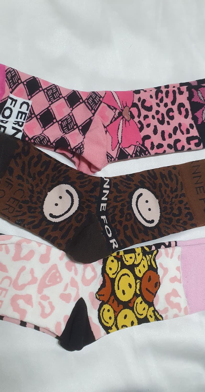 호피 레오파드 리본 스마일 양말 상품이미지3