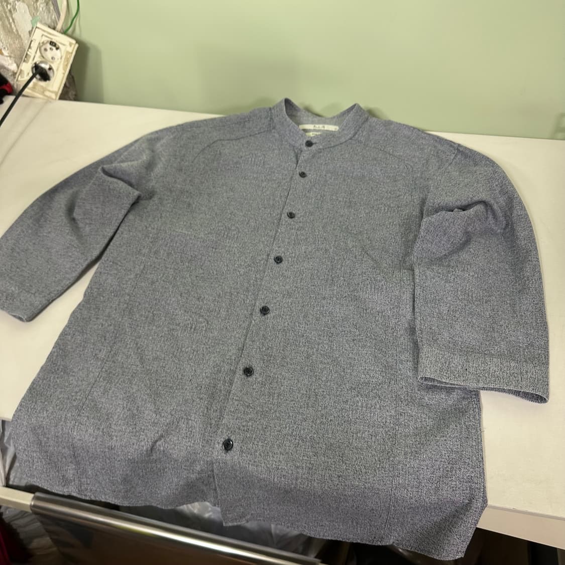 L 지오송지오 나염네이비 레귤러핏 논카라 7부셔츠 상품이미지3