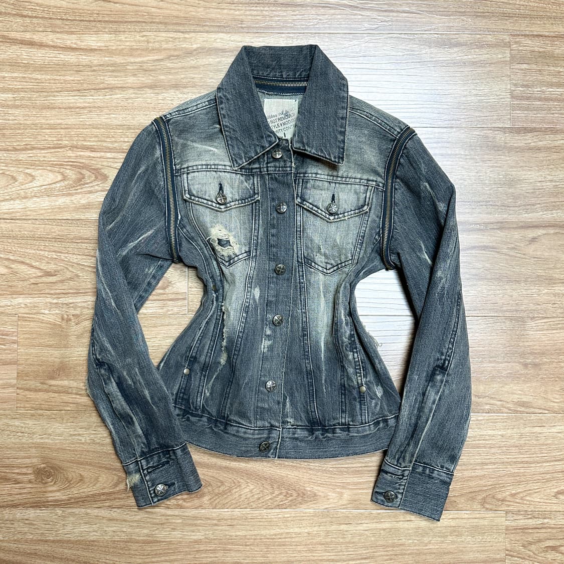 빈티지 워싱 청자켓 코이세이오깔 고딕 긱시크 오네갸루 페어리 그런지 고스 상품이미지1