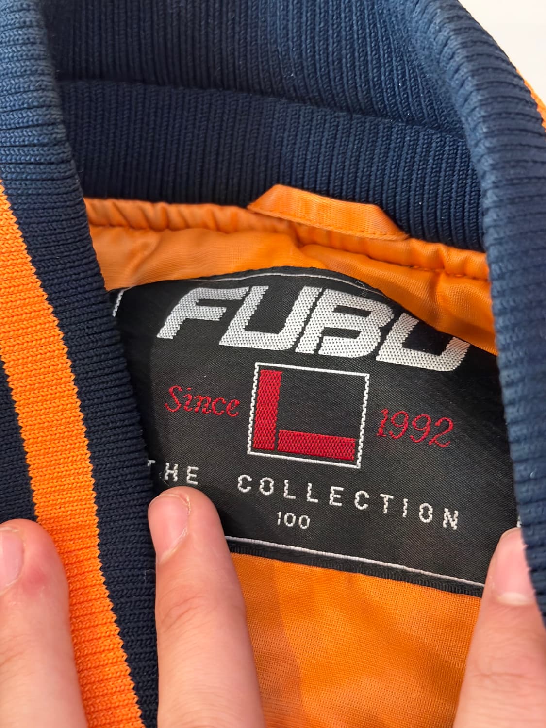 90s FUBU 후부 올드스쿨 바시티 스타디움 자켓 오렌지 상품이미지6