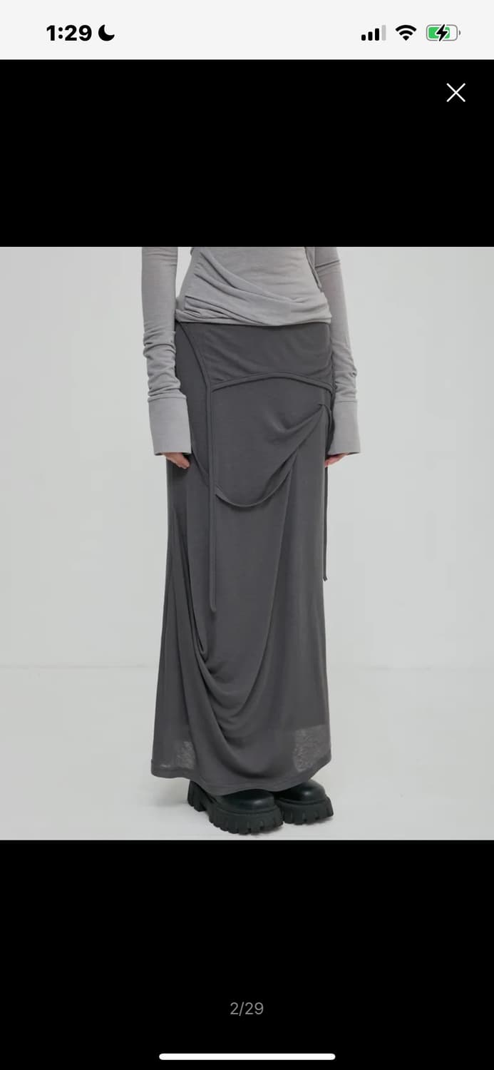 플레어업 Asymmetrical Draped 롱스커트 상품이미지1