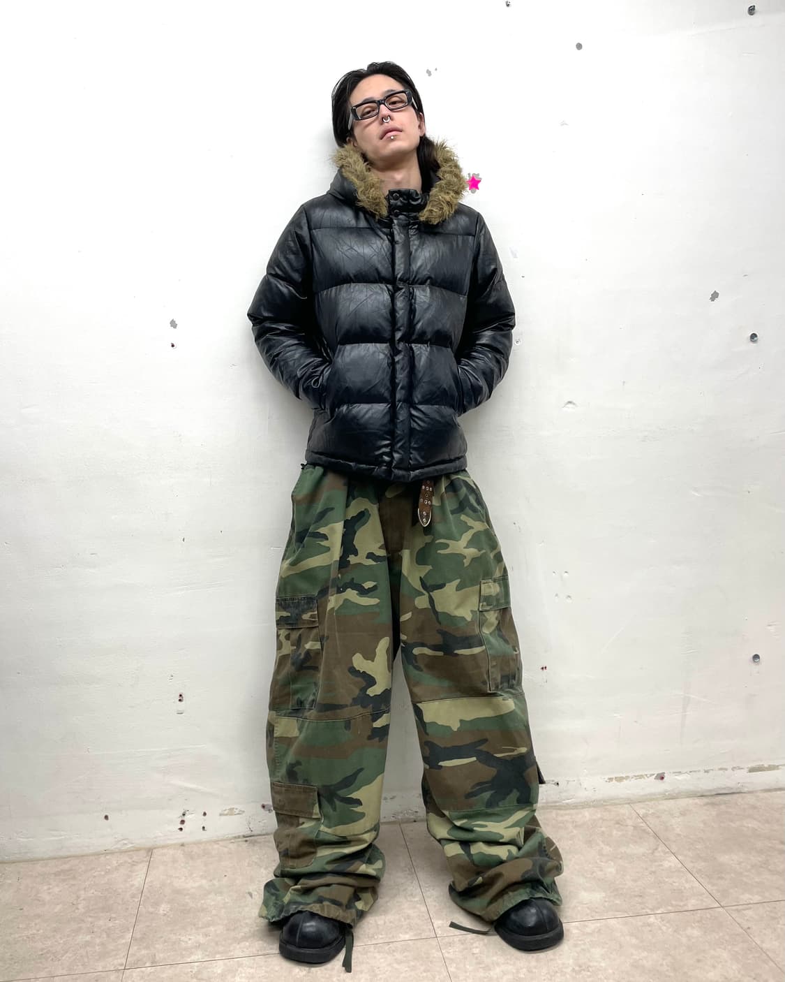 Glossy leather hip hop padded jacket  상품이미지5