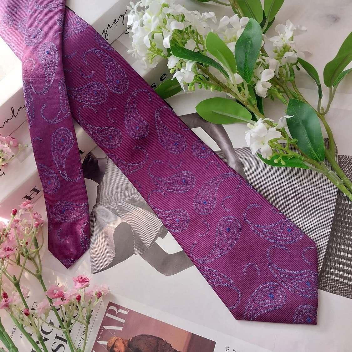 듀퐁 실크 퍼플 페이즐리 넥타이 8.1cm A+등급 K2157
 상품이미지3