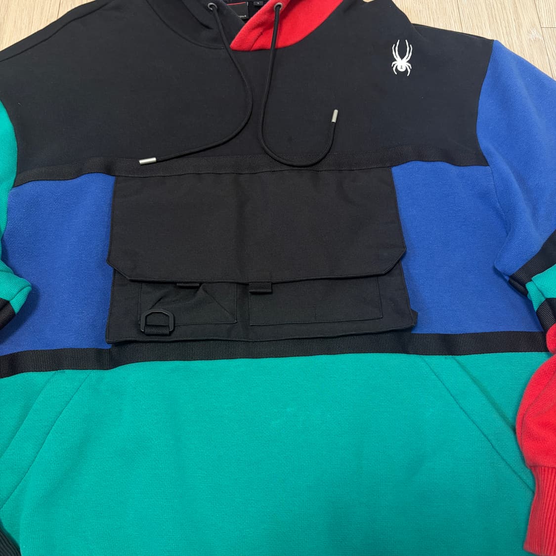 스파이더 컬러블럭 기모 후드 맨투맨 상품이미지3