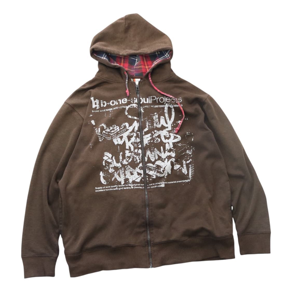 B-ONE-SOUL 비원소울 그래피티 로고 체크 후드 집업 (XL) 상품이미지1