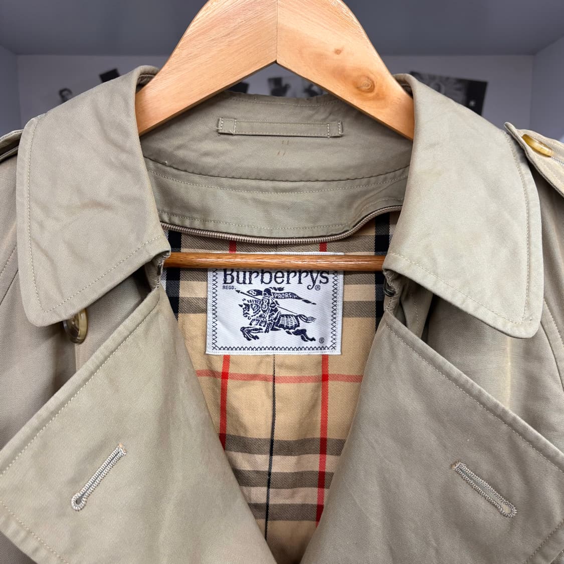(L) 90s 버버리 노바체크 트렌치 코트 상품이미지5