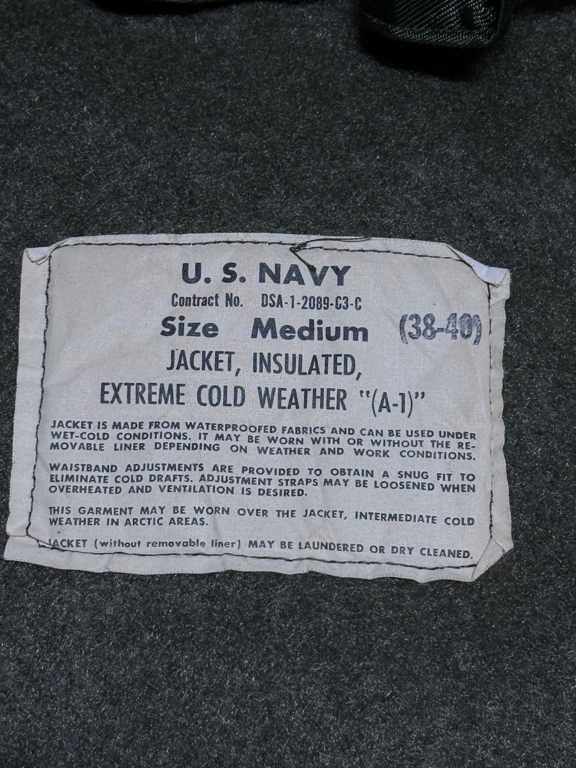 내피有 1968 미 해군 극한 방한 군납 자켓 A-1 상품이미지4