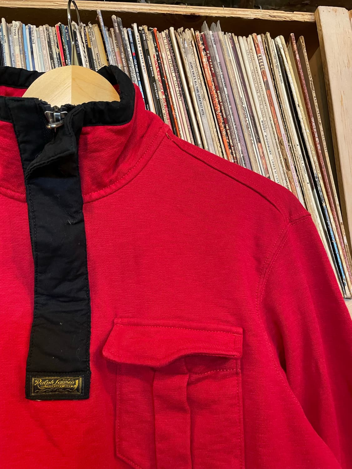 폴로 랄프로렌 루즈핏 레드 스냅 하프집 스웻셔츠 상품이미지3