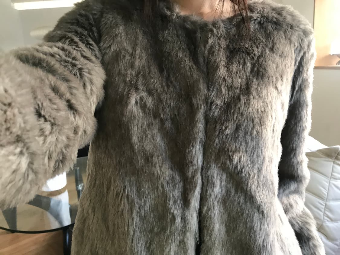 vintage collarless fur jacket 상품이미지4