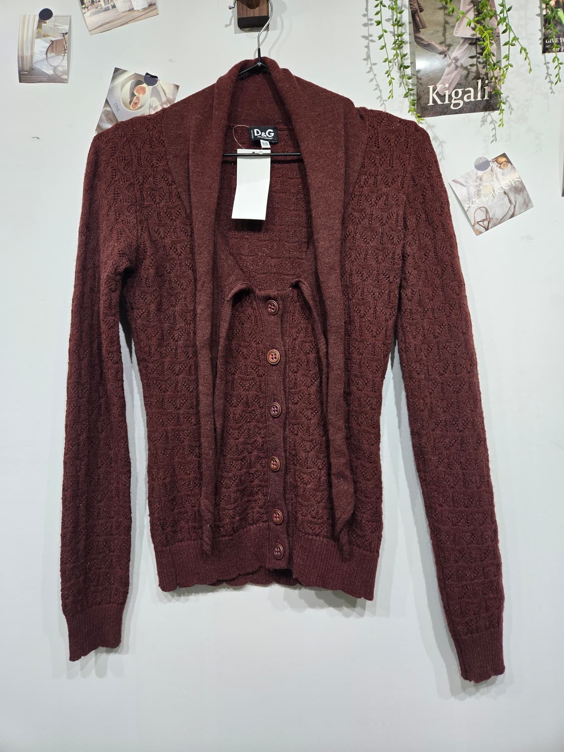 돌체앤가바나 버건디 가디건 니트 앙상블 세트 상품이미지3