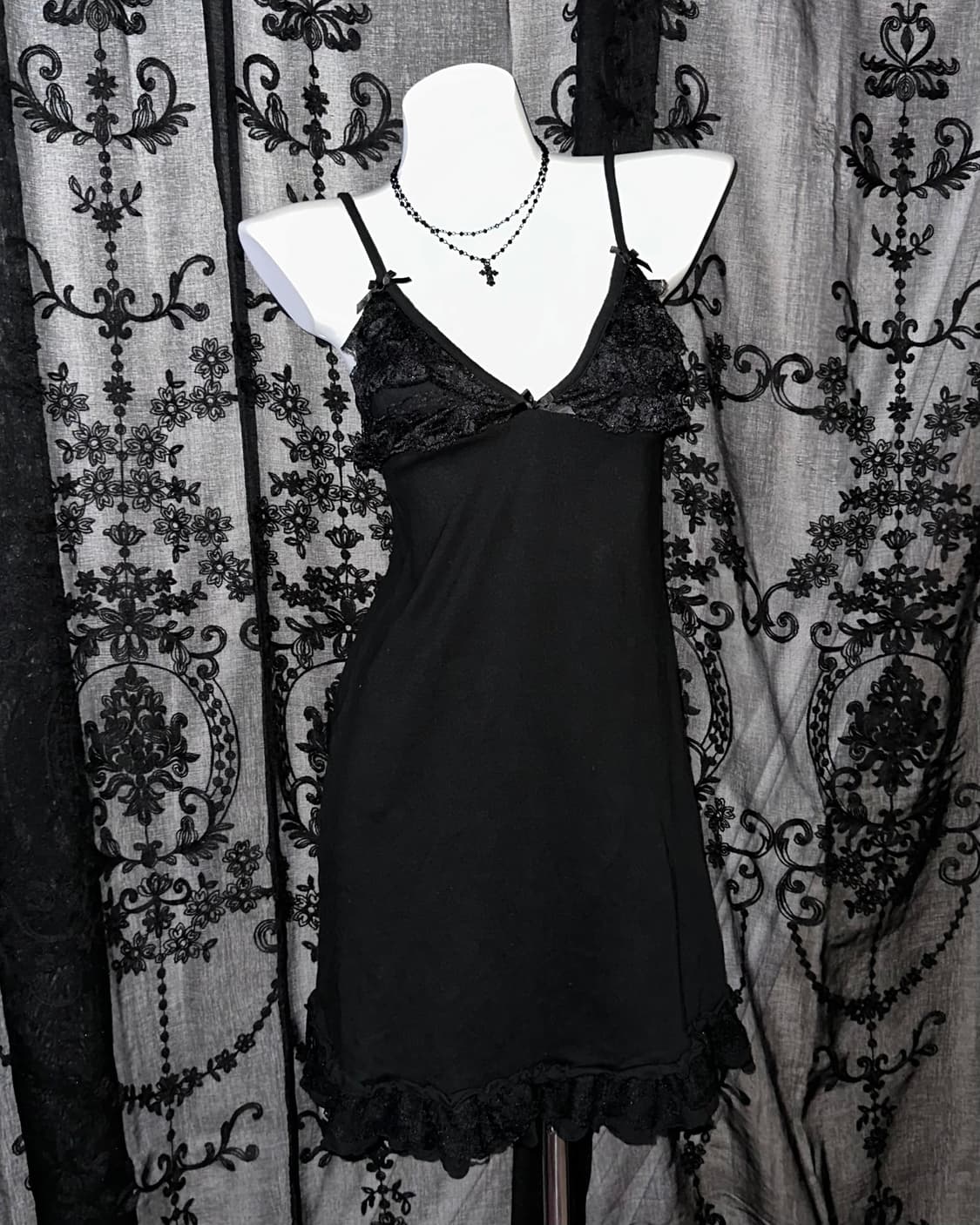 Black lace slip dress 상품이미지1