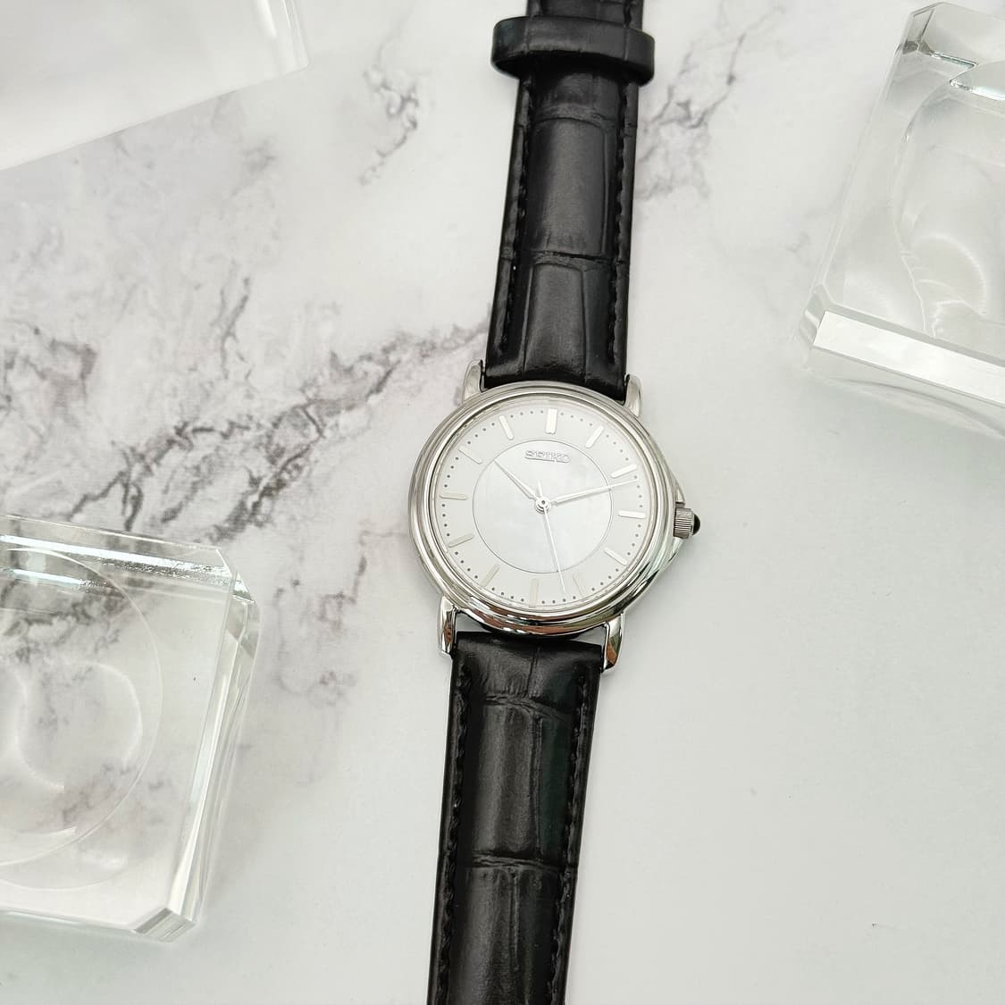 90s00s 빈티지 세이코 실버 쉘 다이얼 워치 상품이미지6