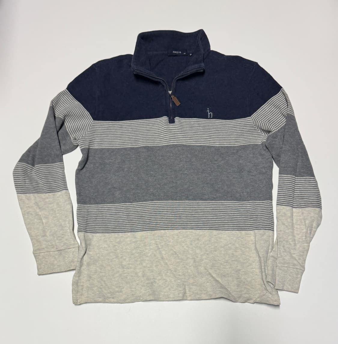 헤지스 hazzys 스트라이프 반집업 코튼 니트 L 상품이미지1