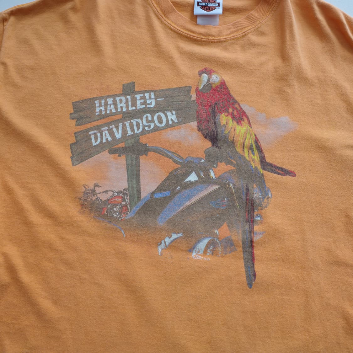 07년 할리데이비슨 앵무새 오렌지 티셔츠 상품이미지2