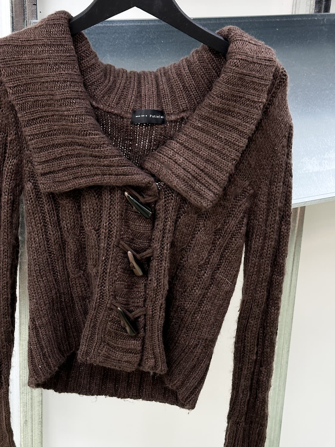 brown collar duffle short cardigan 상품이미지2