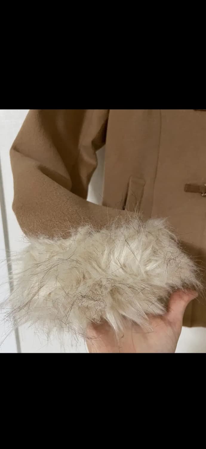 🦙[일본 빈티지] 베이지 털 후드 숏코트🧥 상품이미지5