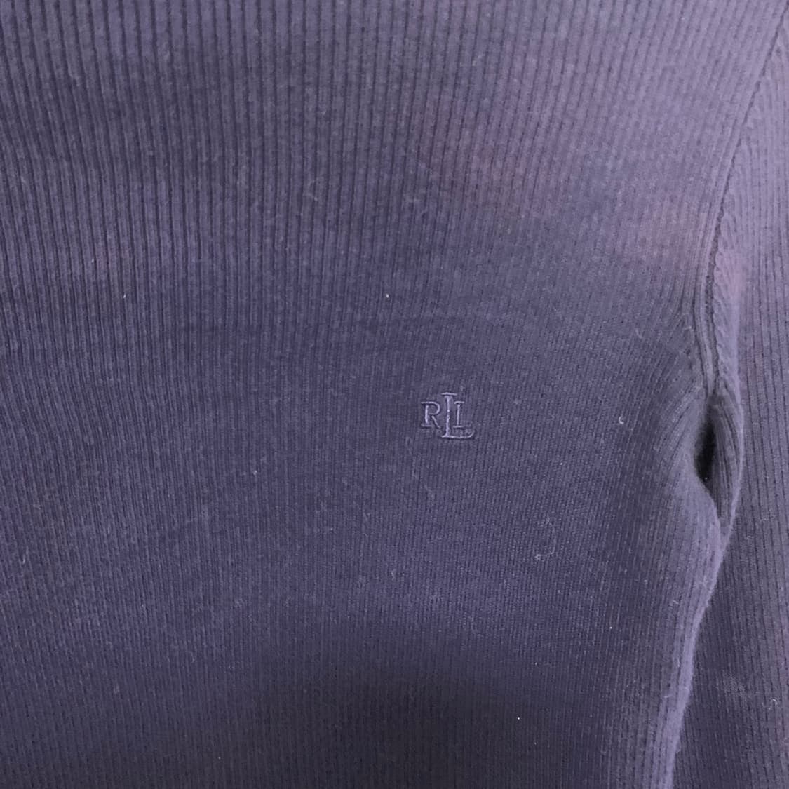 로렌랄프로렌 빈티지 네이비 7부 소매 세미 크롭 니트 폴로 여성 S 상품이미지3