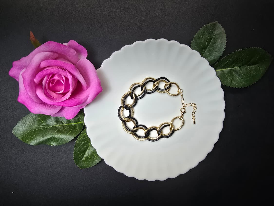 더블샌딩 체인목걸이 세트_골드&블랙 상품이미지3