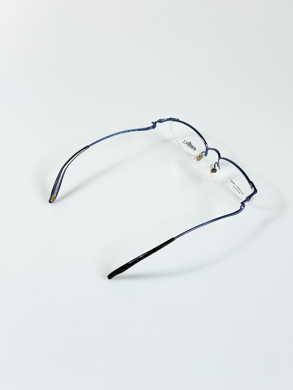 90s KALEIDO 블루 메탈 오벌 반무테 빈티지 안경 상품이미지4