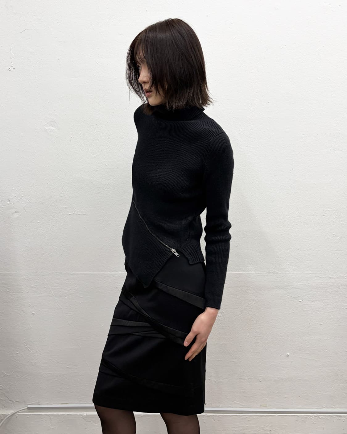 빈티지 지퍼 디테일 리브드 니트 상품이미지3