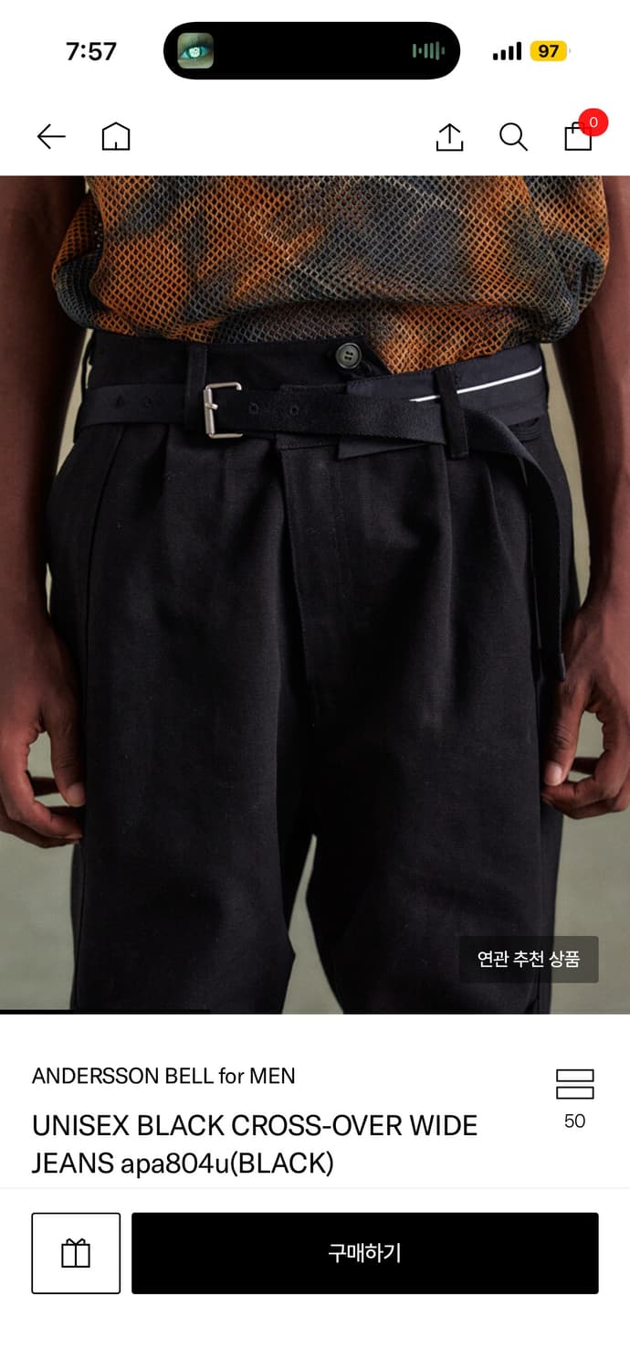 Andersonbell BLACK CROSSOVER WIDE JEANS 상품이미지2