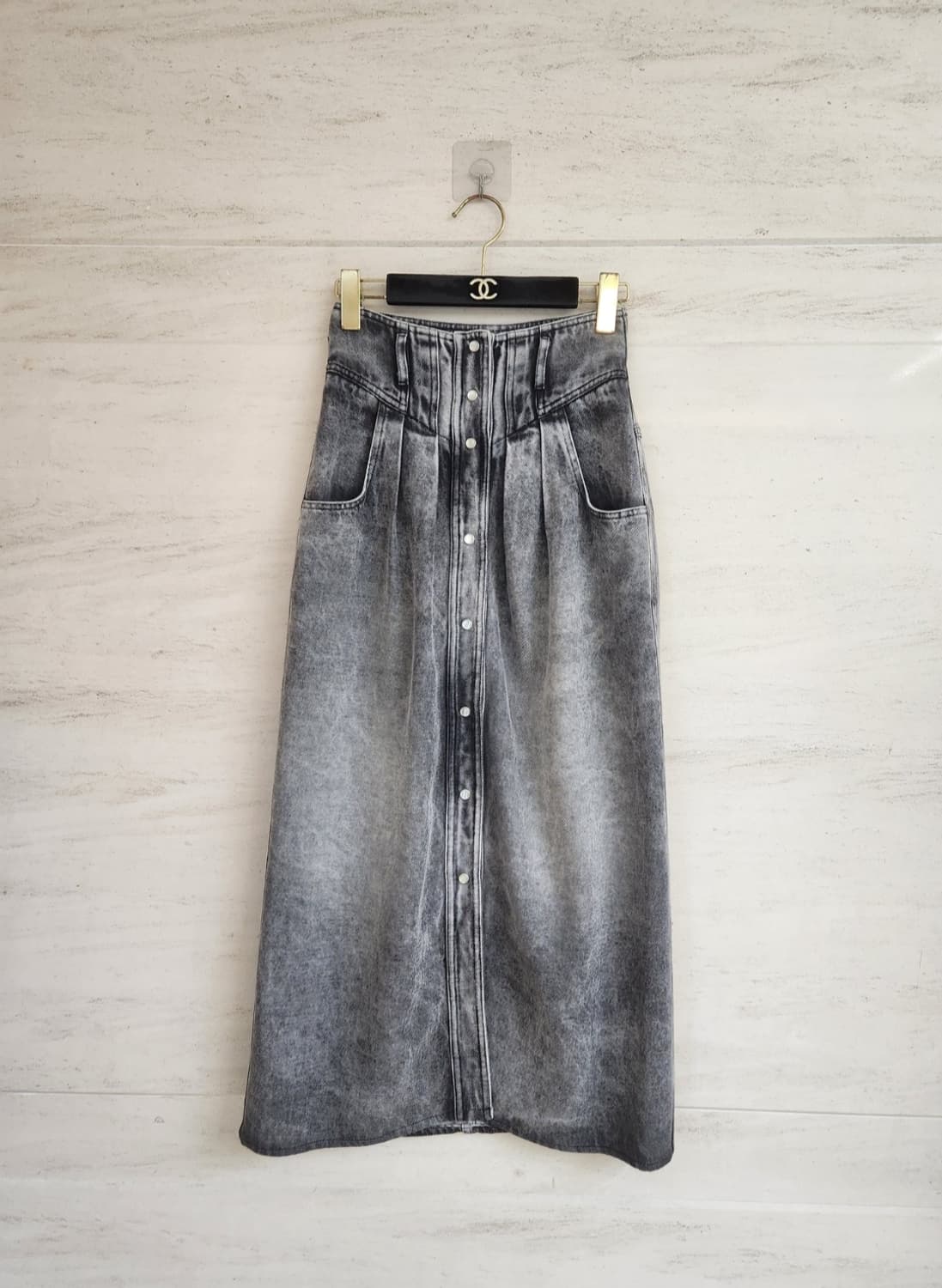 이자벨마랑 에뚜왈 다버튼 데님 미디 스커트 44사이즈 상품이미지6