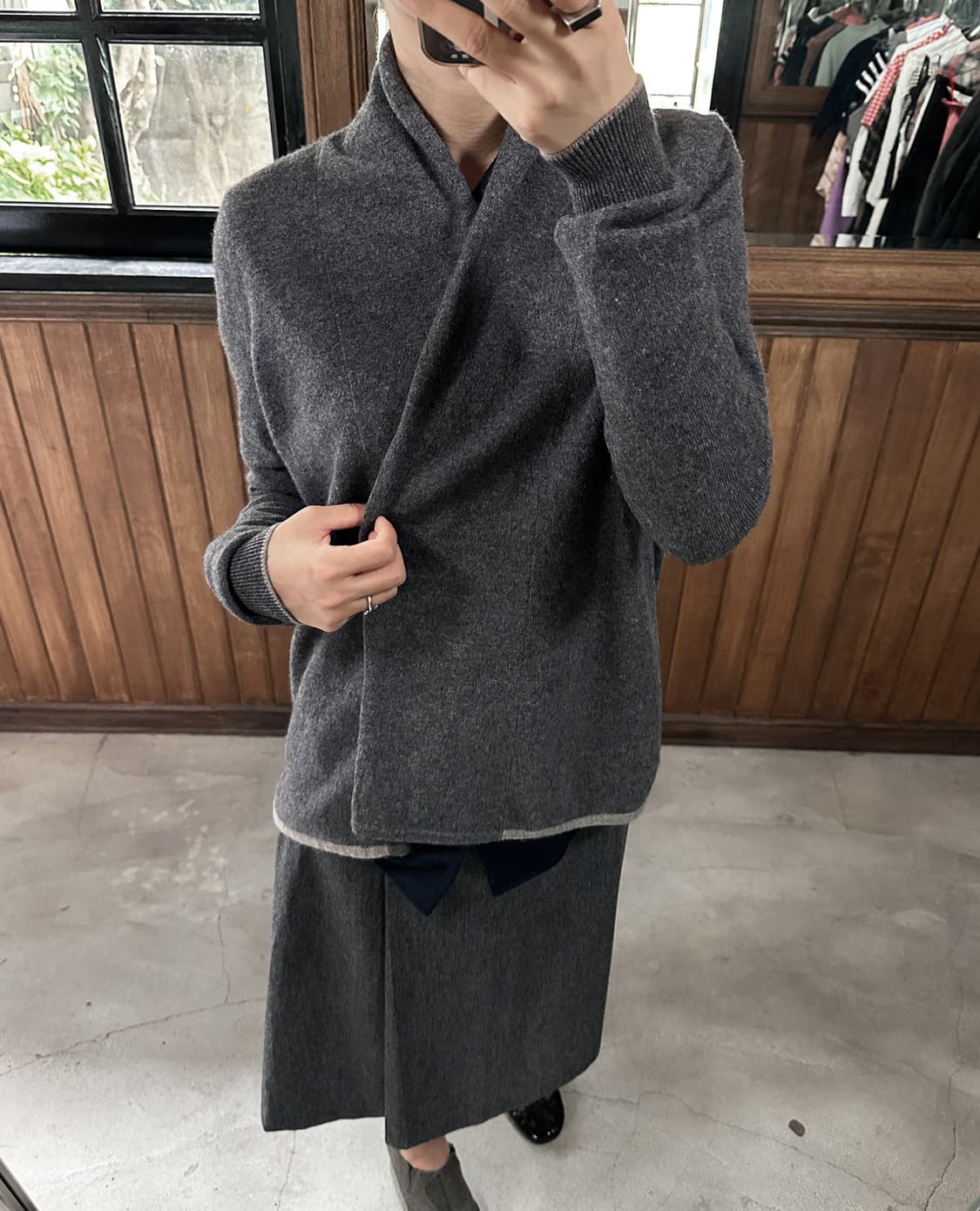 JIL SANDER wool drape cardigan grey 상품이미지5