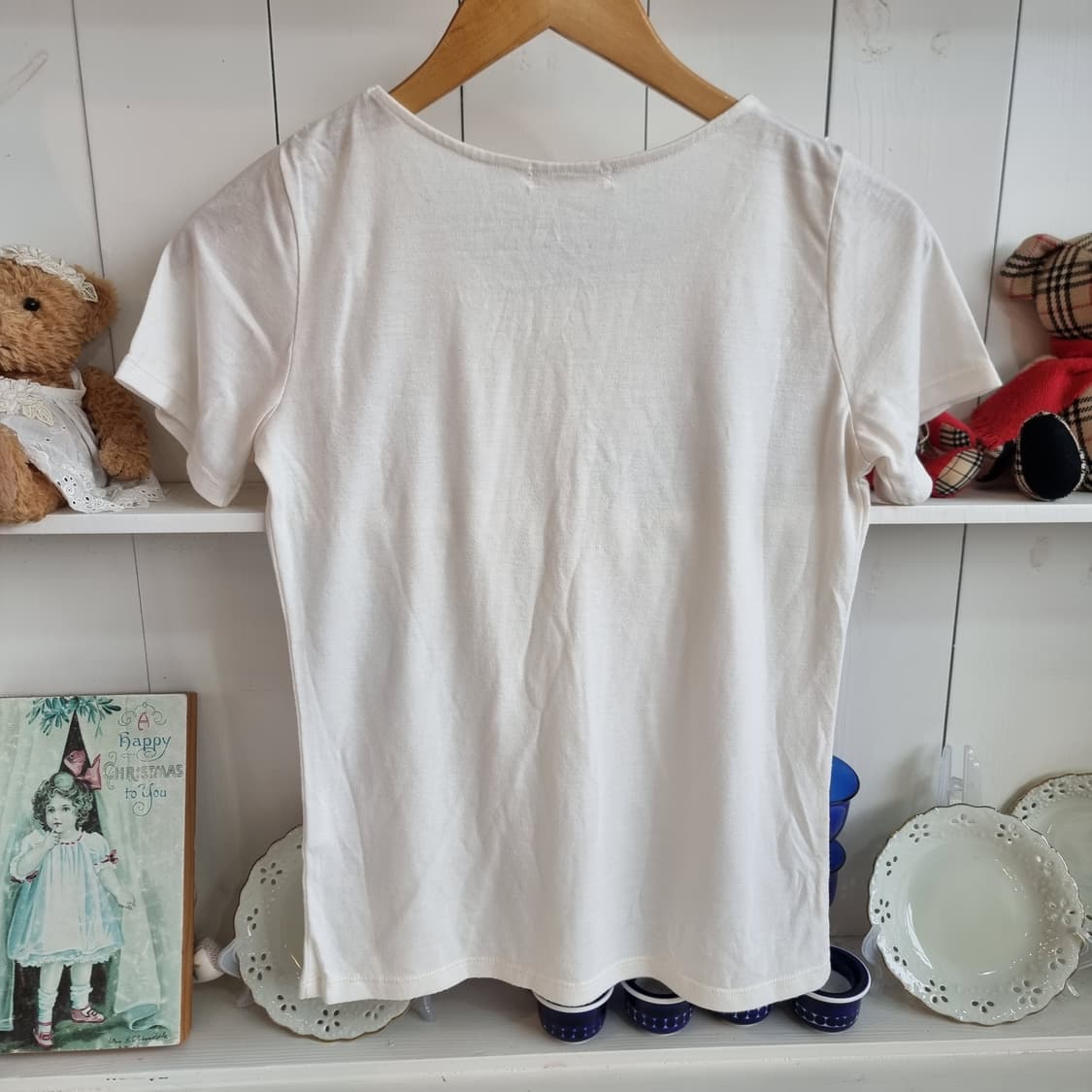 아이보리 쉬폰 러플 리본 반팔 티 상품이미지5