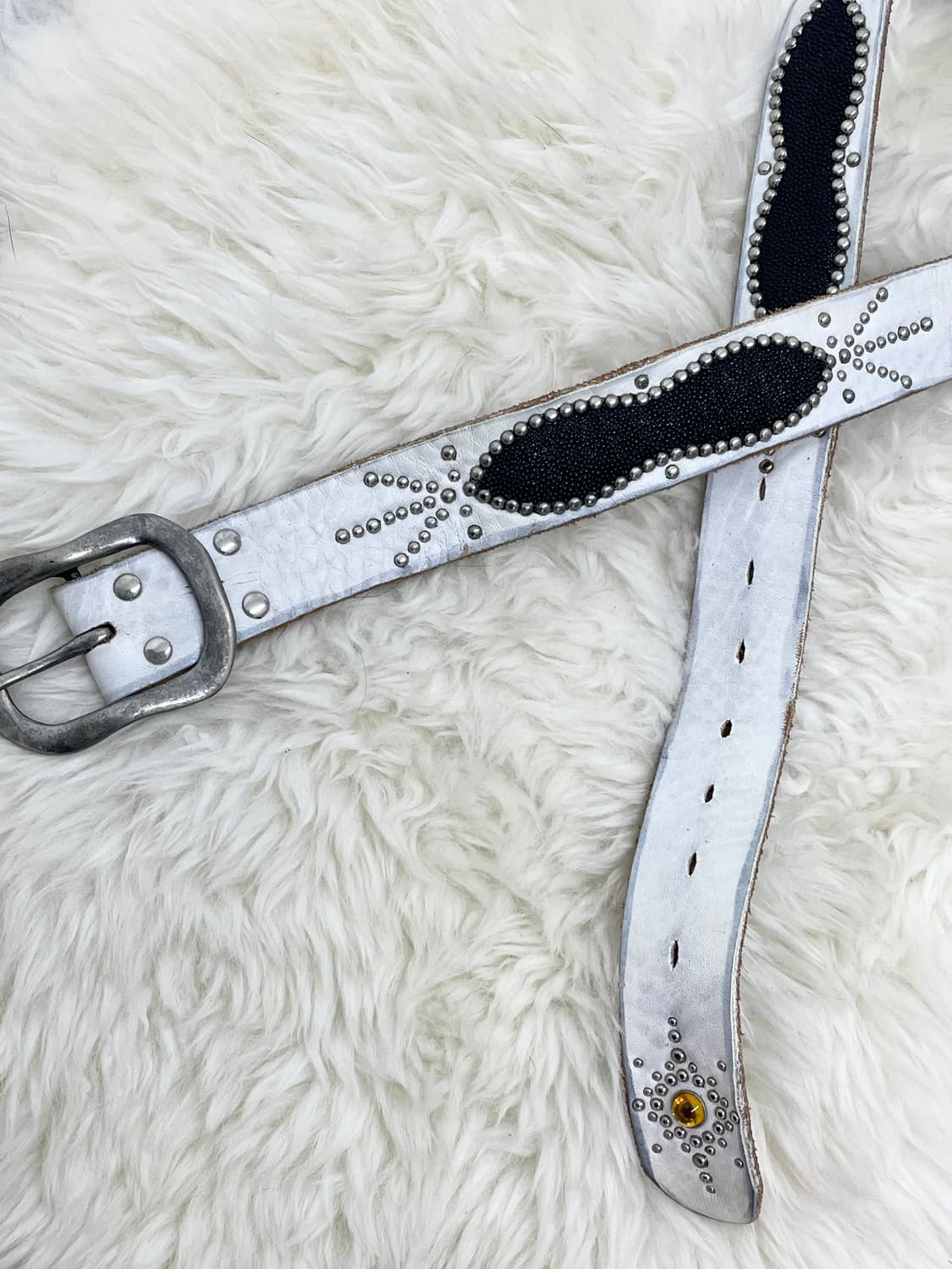 리얼레더 웨스턴 스터드 버클 벨트*레어 상품이미지6