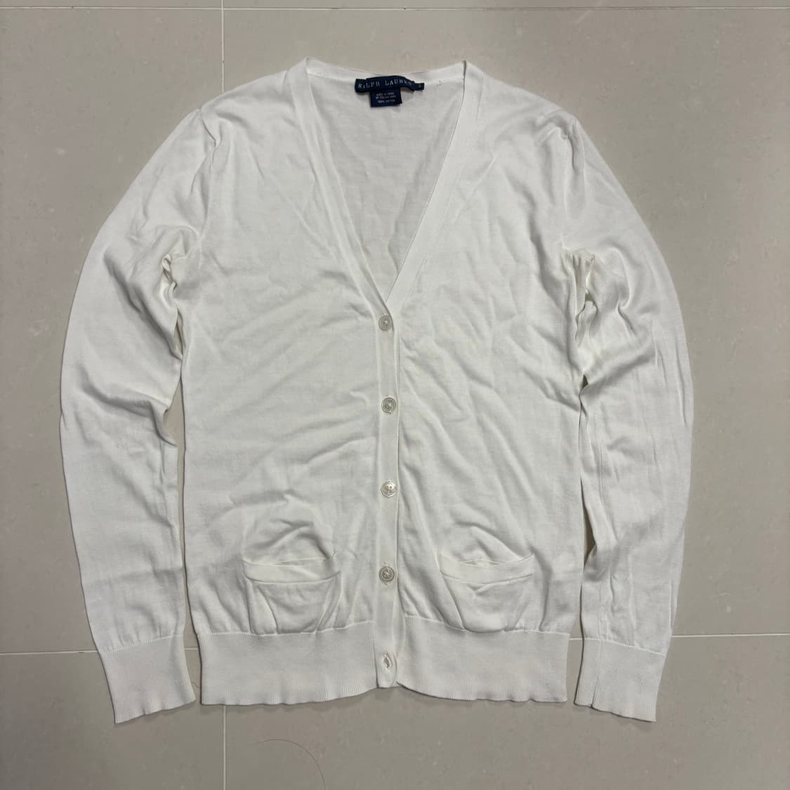 정품 폴로 랄프로렌 여성 화이트 코튼 니트 가디건 상품이미지1