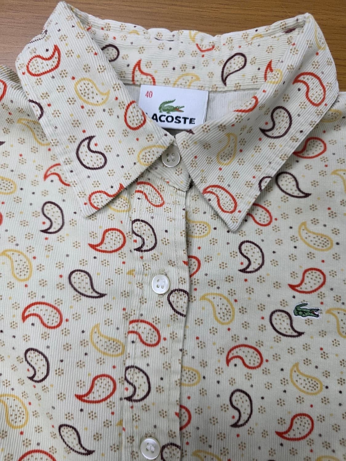 라코스테 페이즐리 패턴 코듀로이 셔츠 L 상품이미지2