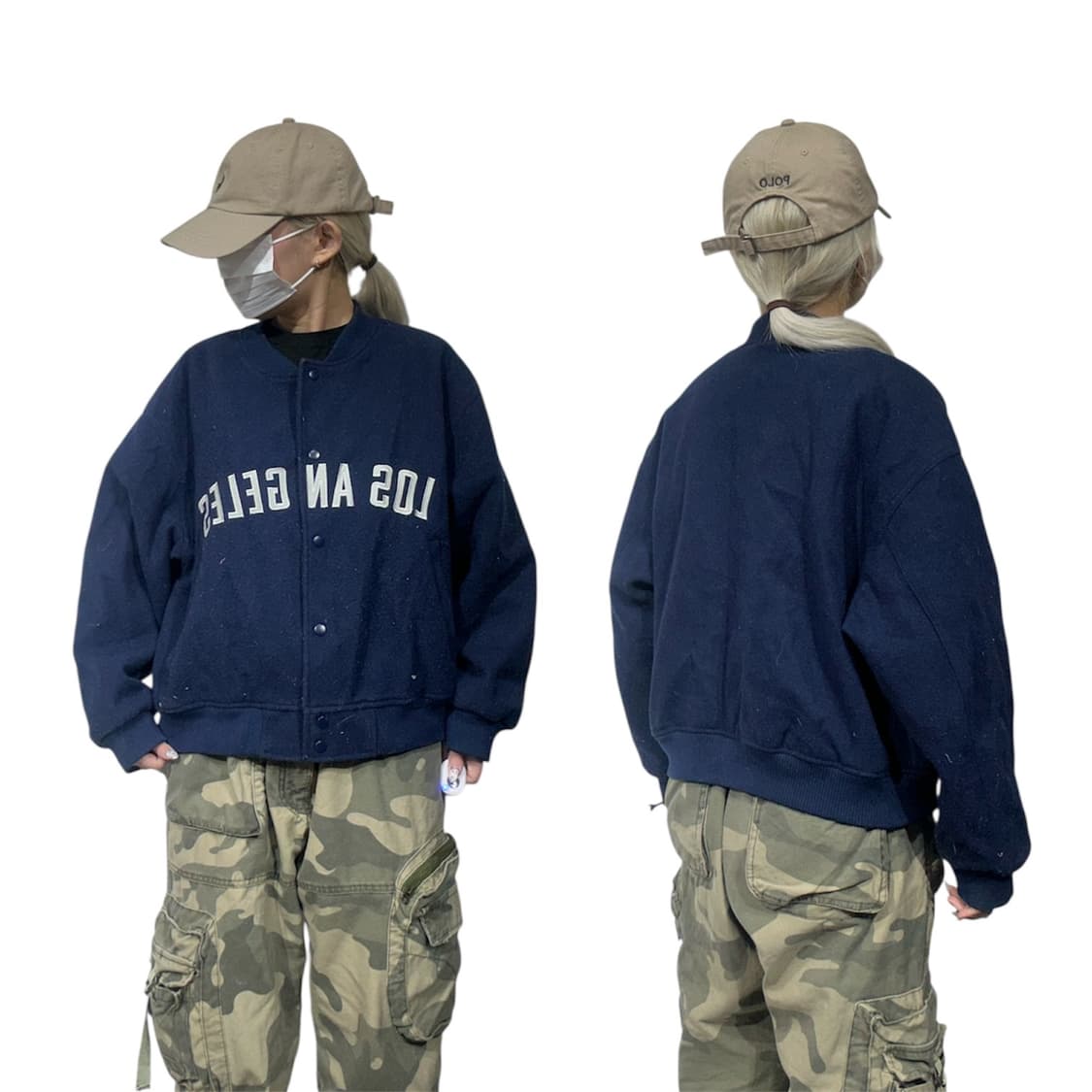 일본 빈티지 네이비 로스엔젤레스 자수 봄버 자켓 바시티 잠바 L  상품이미지1