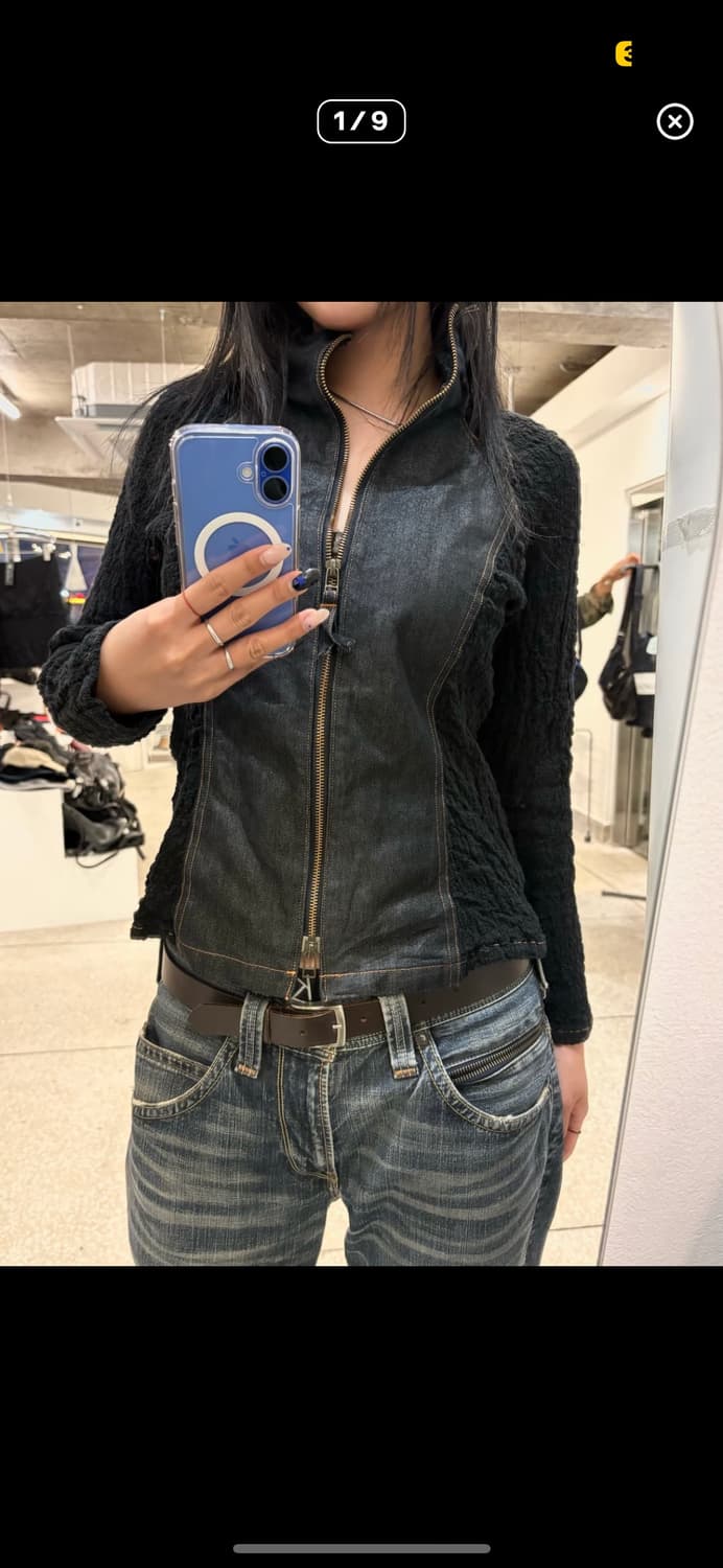 me Issey Miyake wrinkle denim zip up 상품이미지1