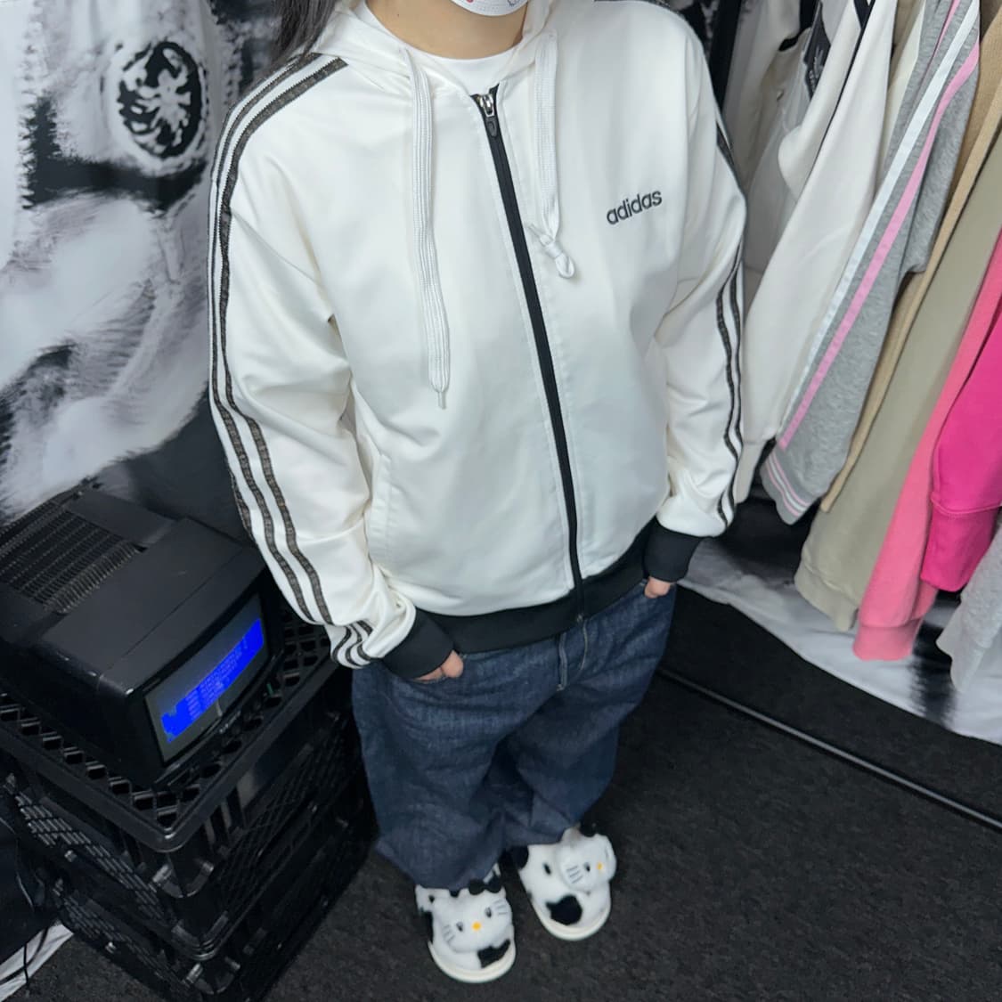 아디다스 화이트 후드 트랙탑 져지 상품이미지1