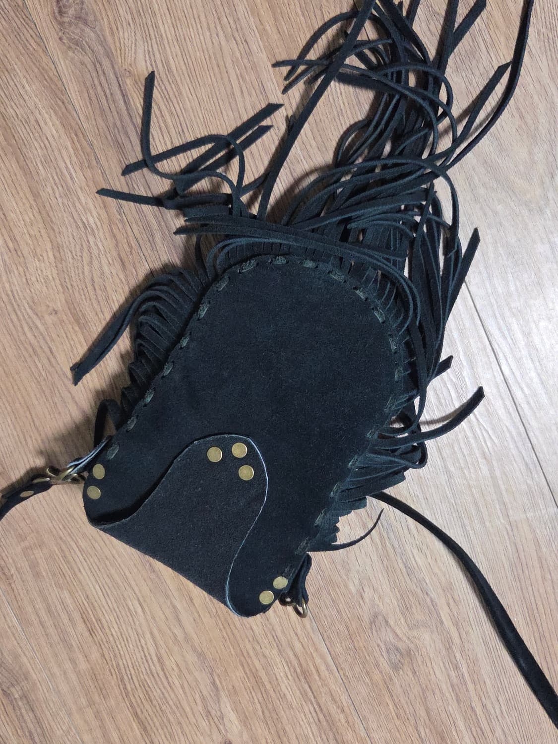 블랙) murra aer 무라 아에르 웨스턴 프린지 송치 크로스백 가방 상품이미지3